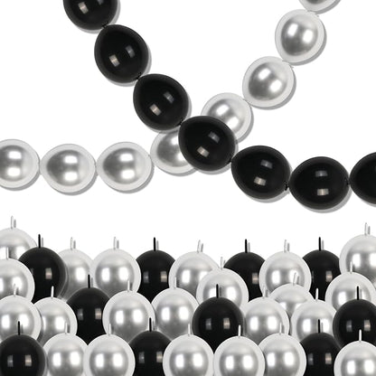 Black and Silver Linking Balloons, 100PCS 6 Inch Small Metal Silver Link Balloons for Making Balloon Wall Heart Arch, Quick Linked Balloon for Wedding Birthday Baby Shower Graduation Party Decorations
