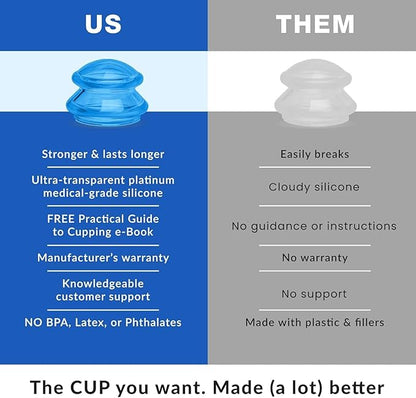 Silicone Cupping Therapy Set Professional Massage Cupping Cups for Cupping Therapy - 8 Cup Kit for Massage, Myofascial Release, Cellulite Reduction - Pack of 2 (Lure Blue)