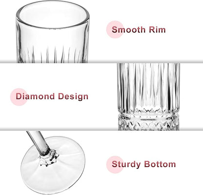 Champagne Flutes Set of 6, 7oz Square Champagne Glasses, Lead-Free Crystal Champagne Flute Glass, Unique Gift for Birthday, Wedding, Anniversary