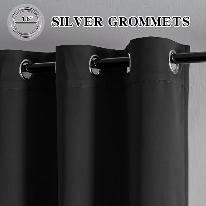Blackout Curtains Custom Size for Bedroom 1 Panel, Thermal Insulated Blackout Curtains, Solid Grommet Privacy Room Darkening Drapes for Living Room Window (Customsize, Dark Grey)