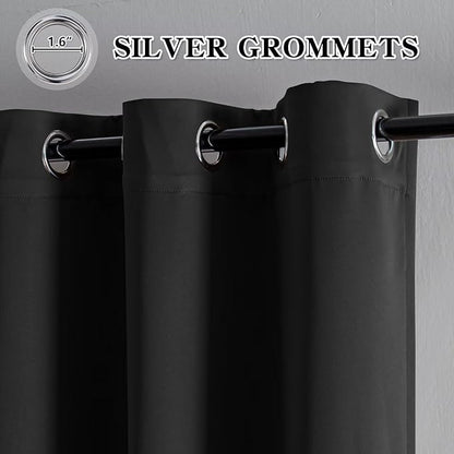 Blackout Curtains Custom Size for Bedroom 1 Panel, Thermal Insulated Blackout Curtains, Solid Grommet Privacy Room Darkening Drapes for Living Room Window (Customsize, Dark Grey)