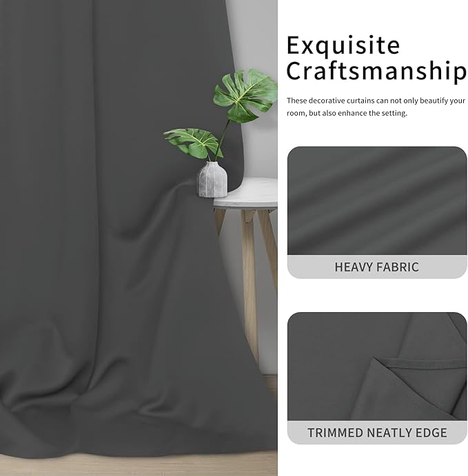 Easy-Going Blackout Door Curtains for Bedroom, Solid Thermal Insulated Grommet and Noise Reduction Window Drapes, Room Darkening Curtains for Living Room, 1 Panel (100x84 in, Gray)