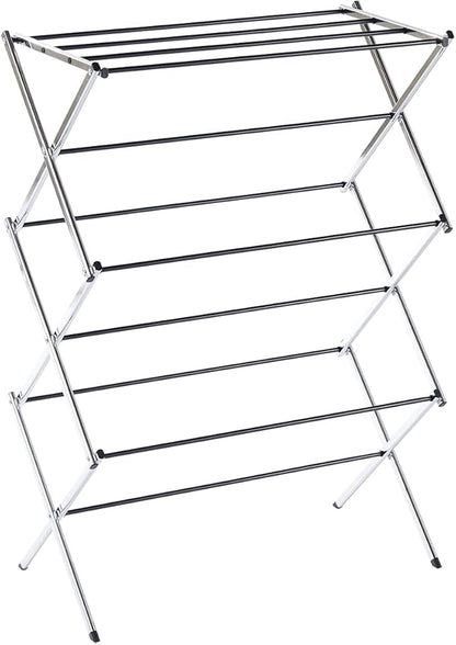Displays By Jack Portable Collapsible Clothing Dryer Rack, Foldable Drying Rack for Clothes, Lingerie, Towels, Linens, Laundry Home Apartment Must Haves, Metal Chrome Finish