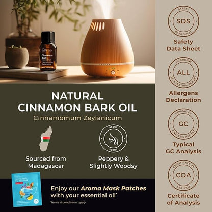 Gya Labs Cinnamon Essential Oil for Diffuser - 0.34 Fl Oz - 100% Pure Natural Cinnamon Bark Essential Oil for Skin, Hair, Lips Body & Candle Making Scent