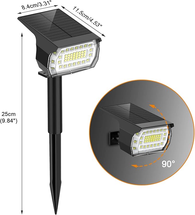 LANSOW Solar Spot Lights Outdoor, [4 Pack/57 LED] 2-in-1 Solar Landscape Spotlights, 3 Modes IP65 Waterproof Dusk to Dawn Solar Powered Flood Wall Lights for Outside Yard Garden Pathway(Cool White)