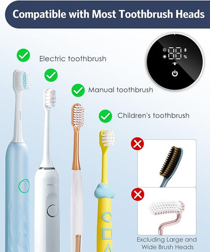 Upgraded UV Toothbrush Cleaner Holder Wall Mounted, Temracha Razor Electric Toothbrush Holder for Bathroom, LED Smart Screen, with Auto-Inductive Cover, Cleaning and 60-Degree Drying, for Home, Travel