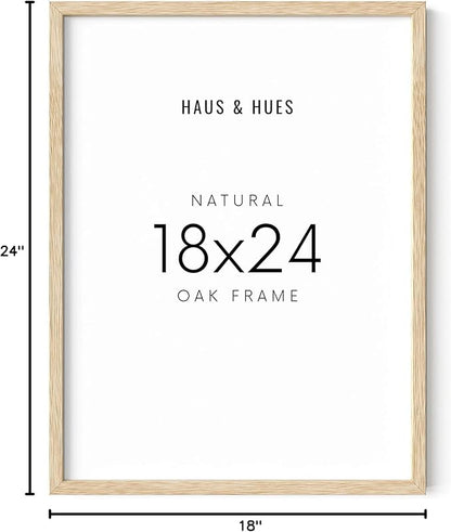 HAUS AND HUES Beige 18 x 24 Poster Frame - 18 x 24 Picture Frame, Wall 18x24 Frame, 18x24 Wood Frame, 24x18 Poster Frame, Wooden Picture Frame 18 x 24, Art 18 x 24 Frame (Beige Oak Frame)