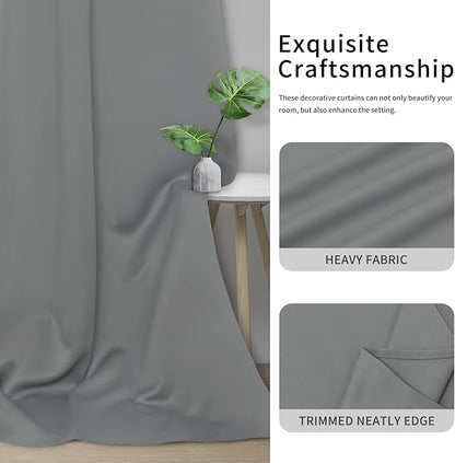 Easy-Going Blackout Door Curtains for Bedroom, Solid Thermal Insulated Grommet and Noise Reduction Window Drapes, Room Darkening Curtains for Living Room, 1 Panel (100x96 in, Light Gray)