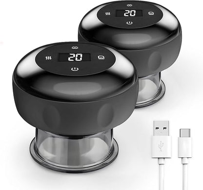 Smart Cupping Therapy Massager 2 Set, 4 in 1 Electric Cupping Massager Device, Smart Cupper Relieves Muscle Soreness, Improves Blood Circulation and Speeds Up Recovery After Exercise (Black)