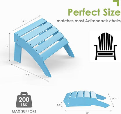 GREENVINES Adirondack-Ottoman | HDPE Plastic | Outdoor Footrest | All Weather | Foot Rest | Foot Stool | Arctic | for Adirondack Chair | for Patio Backyard Pool