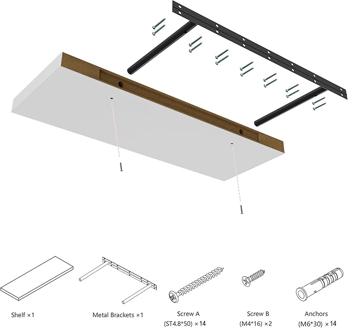 Large Floating Shelves for Wall Set of 2 Wooden Wall Shelves 36 in x 12.75 in x 2 in Room Decor Long Shelf with Invisible Wall Mount Bracket for Bedroom Kitchen Living Room White