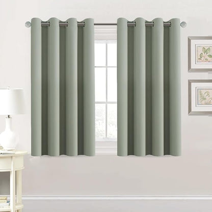 H.VERSAILTEX Premium Blackout Thermal Insulated Room Darkening Curtains for Bedroom/Living Room - Classic Grommet Top (2 Panels, Light Sage, 52 Inch by 45 Inch)