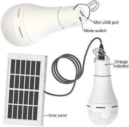 Solar Light Bulb Portable 350LM Solar Powered Camping Light Led Lantern Outdoor for Lamp Light Hiking Fishing Tent Indoor Shed Chicken Coop Hurricane Emergency with USB Chargeable