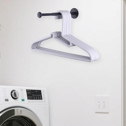 4 Pack Retractable Hanger Holder for Laundry Room, Wall Mount Organizer Rack for Lightweight Clothes, Space Saving Laundry Hook Rod, Keep Empty Hangers Handy, Black