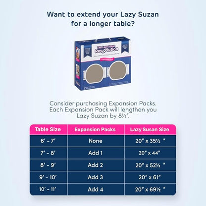 Full Set - Greige - The First Patented Lazy Susan Turntable Expandable for Rectangular & Oblong Tables - Kitchen & Dining Tables - Great Gift! Parties & Gatherings.