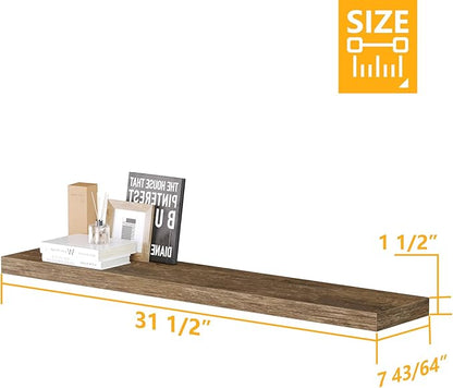 BAMEOS Floating Shelves,40 in W x 8in D Wall Mounted Wooden Shelves with Invisible Brackets Set of 3, Hanging Wall Shelves Decoration for Bedroom, Bathroom, Living Room and Kitchen