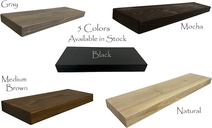 Joel's Antiques 18 Inch Wooden Floating Shelves for Wall - 18x8x2 in - Made of Natural Wood - Short Heavy Duty Rustic Wall Shelves for Bedroom - Perfect for Living Room, Kitchen - Mocha