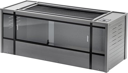 New Age Pet ECOFLEX 60-Inch Mojave Reptile Lounge in Grey- Durable, Moisture-Resistant Wood Plastic Composite Habitat with Vented Side Panels, Removable Sliding Glass Doors & Lock