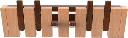 Wall Mounted Piano Key Hanger | Flip Style Hook | Entrance Wall Art Hook, Made of Oak Wood (3 Times Painted, 4 Times Polished) (Walnut-Beech, 6Hooks)
