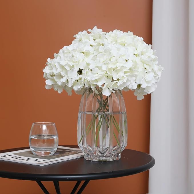Tifuly Hydrangea Artificial Flowers with Stems 12pcs Fake Hydrangea Silk Flowers Faux Hydrangea Flowers Heads for Wedding Centerpiece Home Party Baby Shower Decor（Off White）