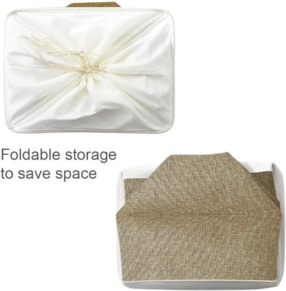 TheWarmHome Organization Basket - 20x16x14 inch Jumbo 3 Pack Collapsible Storage Bins for Shelves, Fabric Storage Cubes for Closet Organizer Gift Toy (White & Khaki)