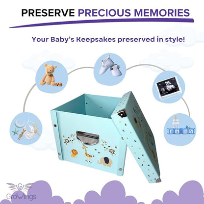 GroWings Baby Keepsake Box - Large Memory Storage for Newborns, Suitable for Boys and Girls, Strong, Durable, and Collapsible Gifts