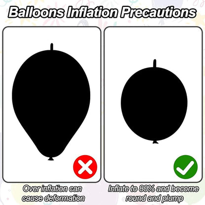 Black Linking Balloons, 100PCS Linked Balloon with Tail for Balloon Wall Arch and Chains, Quick Linkable Balloons for Wedding Birthday Baby Shower Engagement Graduation Party Decorations (10inch)