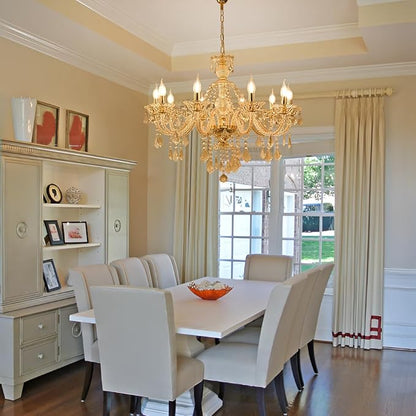 10-Light Crystal Chandelier Clear K9 Crystal Luxury Ceiling Light Fixture Flush Mount Pendant Lighting for Living Room Dining Room Bedroom Kitchen Hallway Entryway
