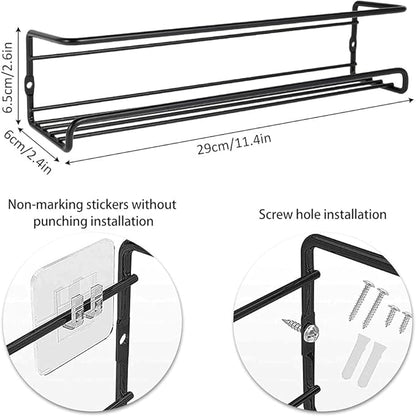 Spice Rack Organiser Hanging Spice Shelves Carbon Steel Wall Mount Spice Rack Kitchen Storage Racks Storage Spices and Condiments Spice Jars for Kitchen Cabinet Cupboard Pantry Door (4)