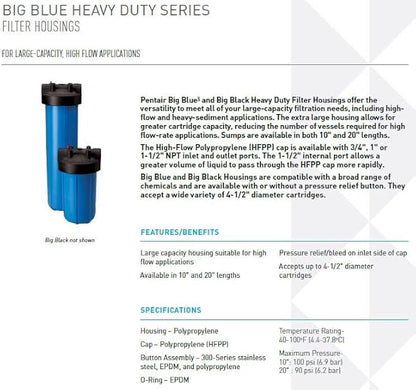 Pentair Pentek Big Blue Filter Housing Bundle with DGD-5005-20 Big Blue Water Filter Cartridge