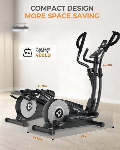 pooboo Elliptical Machine, Elliptical Exercise Machine with 16-Level Resistance&Hyper-Quiet Magnetic Driving System, Elliptical Machine for Home with LCD Monitor&15.5IN Stride, 350LBS Weight Capacity