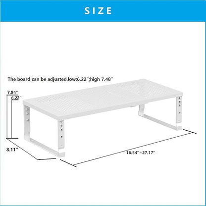 Expandable,Adjustable & Stackable Spice Rack, Cabinet Kitchen Countertop Shelf Organizer,Metal Pantry Storage Shelves - Space-Saving Storage Solution(1Pack/White/Medium)