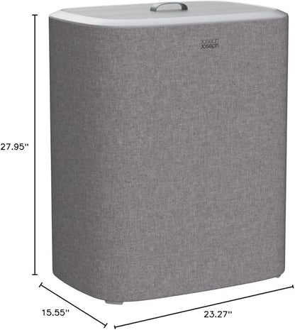 Joseph Joseph Tota Trio 90 liter/23.8 gallon Laundry Hamper Separation Basket with lid, 3 Removable Washing Bags with Handles- Gray