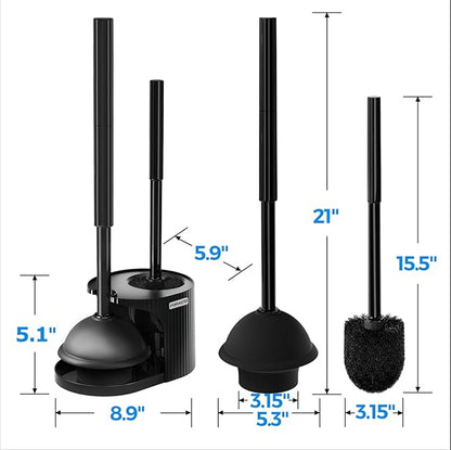 2Pack 2 in 1 Toilet Brush and Plunger Set, Extended Handle Plunger,Toilet Bowl Brush Plunger Set,Bathroom Cleaning Tools,Toilet Brush Plunger Combo,Cleaning Brush,Cleaning Supplies