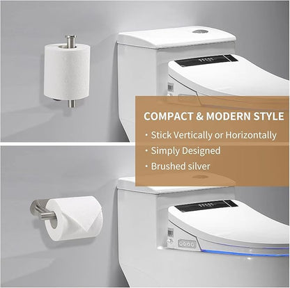 Toilet Paper Holder,Brushed Nickel,Wall Mount, Upgraded Adhesive Toilet Roll Holder,no Drilling,Bathroom/Rv/Washroom,SUS 304 Stainless Steel,Rustproof (Brushed Nickel, 1 Piece)
