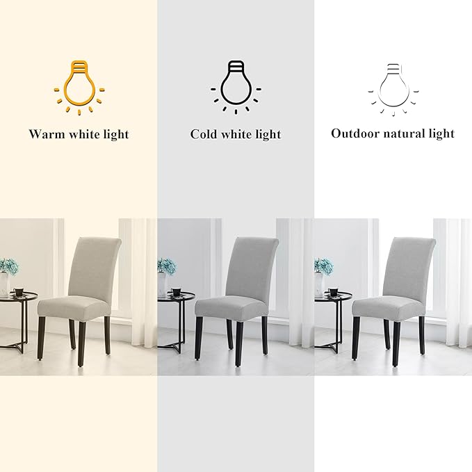 Joccun Chair Covers for Dining Room Set of 2,Dining Chair Slipcovers Stretch Dining Room Chair Covers Seat Protector,Washable Parsons Chair Cover for Home,Hotel,Banquet(Silver,2 Pack)