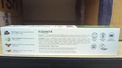 Sri Sri Tattva Sudanta Herbal Toothpaste for Oral Care Protection - Fluoride Free Ayurvedic Toothpaste to Strengthen Teeth and Gums Without Causing Sensitivity - All Natural, 200g (1 Pack)