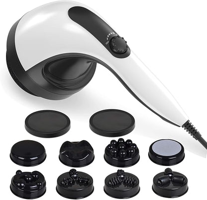 Body Sculpting Machine - 7-Speed 8-Head Electric Cellulite Massage & Lymphatic Drainage Device with Lipo Roller, Handheld Full-Body Massager Vibra for Belly, Butt, Arms, Legs, Home Use(White)