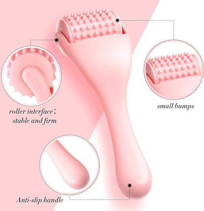 Tondiamo 2 Pcs Muscle Roller Stick Fascia Body Cellulite Face Muscle Massage Roller Manual Massage Tools for Muscles Relief Neck Arm Back Leg Body Roller Deep Trigger Points Release Roller (Pink)