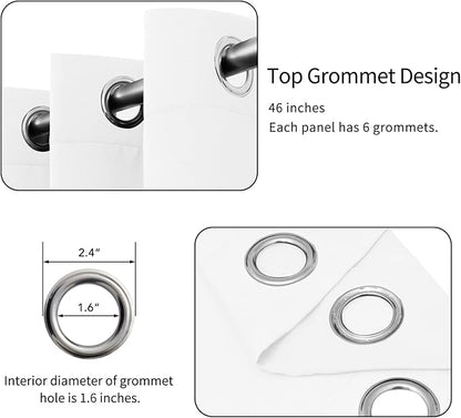 Easy-Going Blackout Curtains for Bedroom, Solid Thermal Insulated Grommet and Noise Reduction Window Drapes, Room Darkening Curtains for Living Room, 2 Panels(46x63 in, White)