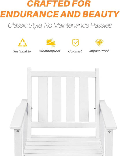HDPE Patio Dining Set, 5-Piece Outdoor Table and Chairs with Umbrella Hole, Modern Outdoor Dining Set for 4, HDPE Outdoor Patio Furniture Dining Sets for Deck, Poolside, Porch, Pearl