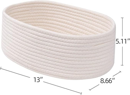Baskets&Bins for Shelf Storage Organizing/Cute Basket to Store and Organize Household Items/Woven Rope Basket for Living Room, Bedroom,Playroom,3 Packs Off White