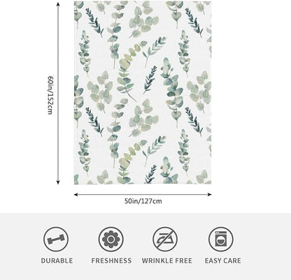HGOD DESIGNS Watercolor Eucalyptus Flannel Fleece Bed Blanket Throw Blanket Lightweight Cozy Plush Blanket for Bedroom Living Rooms Sofa Couch 50"x60"