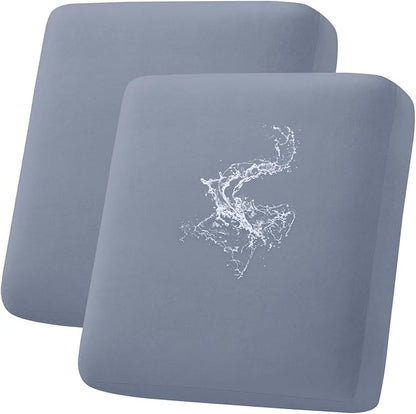 hyha Waterproof Couch Cushion Covers, Stretch Sofa Couch Seat Slipcover for Dog Washable, Non-Slip Waterproof Outdoor Cushion Covers for Patio Furniture Replacement (2 Pieces, Grey)