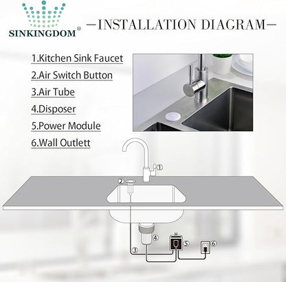 Garbage Disposal SinkTop Air Switch Kit,White with Long Button,Brass Made Cover,White