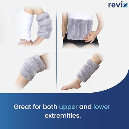 REVIX Microwave Heating Pad for Knee Support, Heated Knee Wrap with Moist Heat for Stiffness, Elbow & Joint, Microwavable Hot or Cold Compress for Women & Men