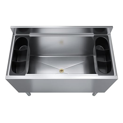AmGood 18.5 in. x 36 in. Underbar Ice Bin with Sliding Lid | NSF | Stainless Steel Ice Chest with Sliding Lid