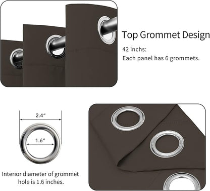Easy-Going Blackout Curtains for Bedroom, Solid Thermal Insulated Grommet and Noise Reduction Window Drapes, Room Darkening Curtains for Living Room, 2 Panels(42x84 in, Coffee)