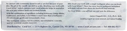 Coral White - Coral White Mint Toothpaste Natural Fluoride SLS Free Coral Calcium Remineralizing Toothpaste 4 Ounce