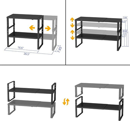 Expandable,Stackable Spice Rack,Seasoning Organizer and Storage,Spices Jar Racks for Cabinet,Countertop, Metal Pantry, Cupboard,Laundry Storages,Heavy Duty(1 Pack/Large/Black)
